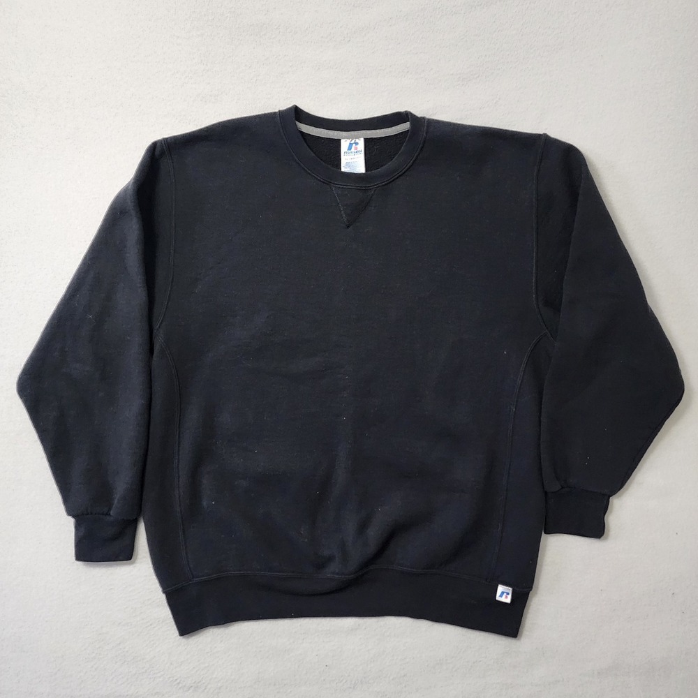 Vintage Y2k Russell Athletic Sweater Mens XL Black Crewneck Skater Grunge